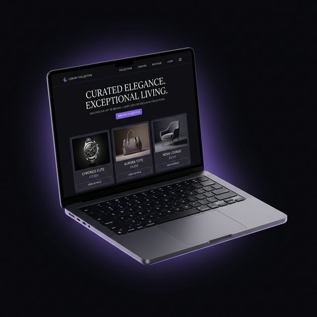 Moon Shard premium website design shown on a MacBook Pro — responsive layout with modern card-based design