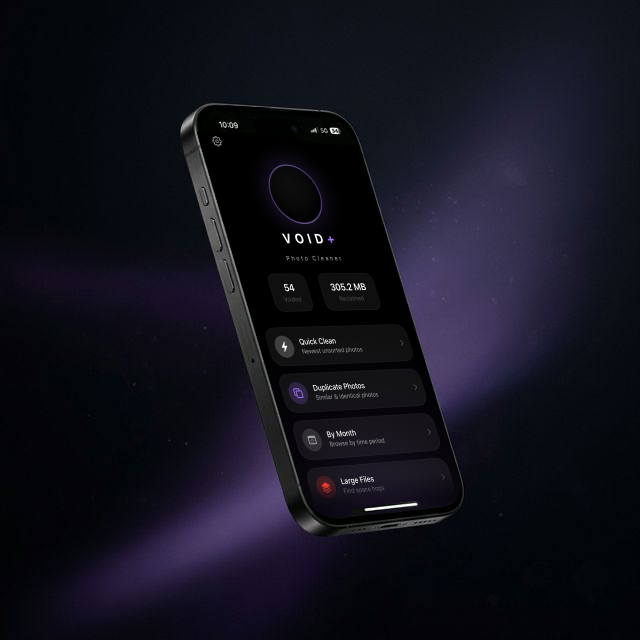 VOID photo cleaner app on iPhone