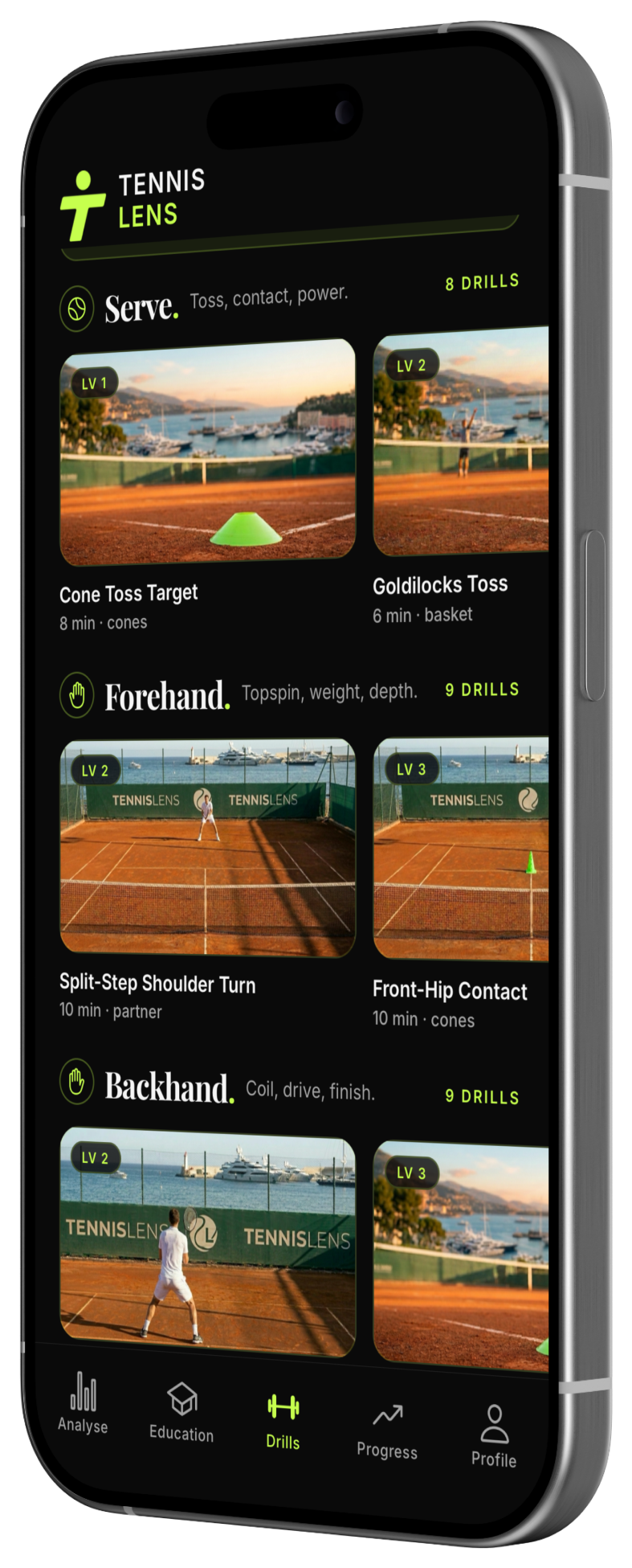 TennisLens personalised drill library